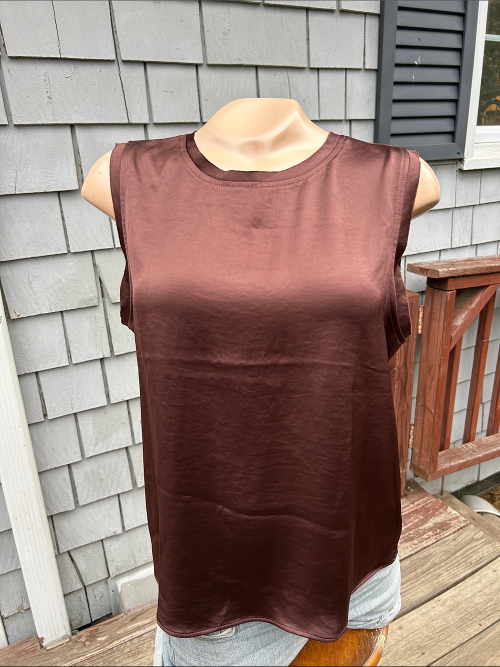 Express Satin Tank Top in Chocolate Brown medium New